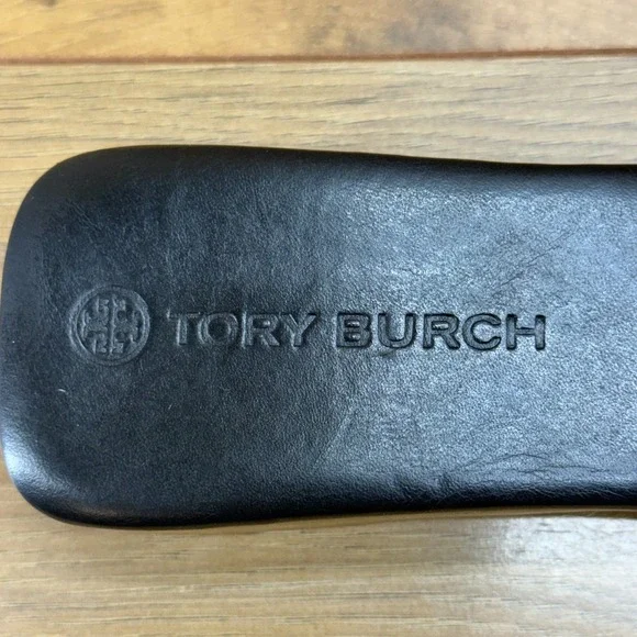 Tory Burch Basketweave Wooden Slides Womens 10.5 M Black Leather Slip On Clog - Picture 11 of 11